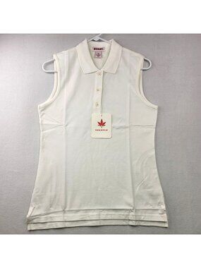 Boast Blank Sleeveless Pique Polo Shirt Top M White Golf Tennis Preppy Athletic